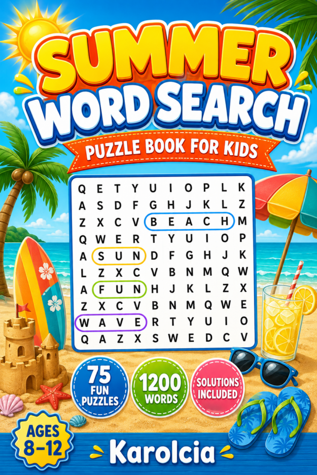 75 sunny word search adventures for children ages 8–12!