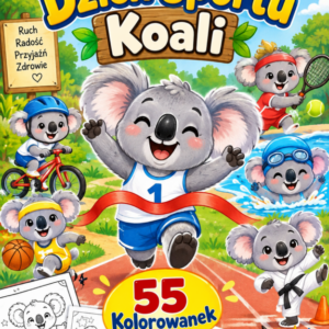 Zabawny Dzień Sportu Koali 55 kolorowanek Dla dzieci 3-6 lat. Do druku