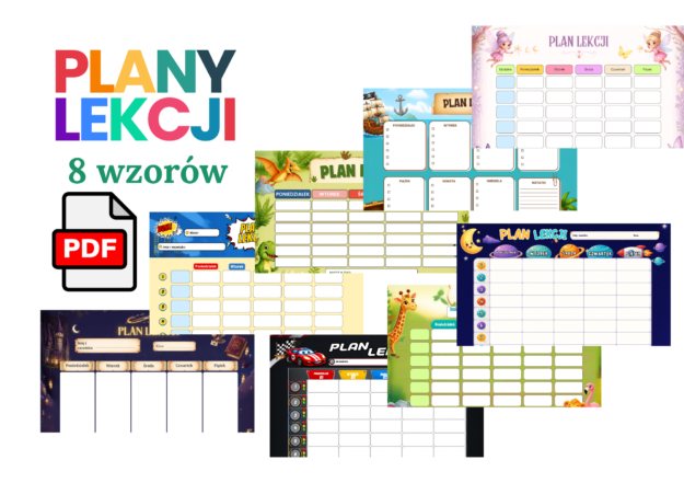 Plan lekcji do samodzielnego wydruku – 8 wzorów, pliki PDF w formacie A4