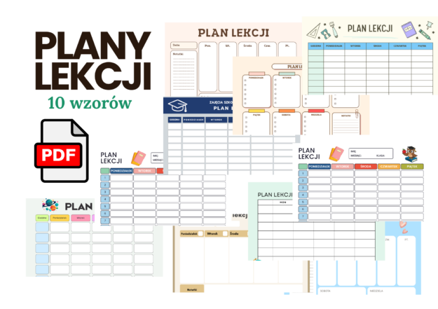 Plan lekcji do samodzielnego wydruku – 10 wzorów, pliki PDF w formacie A4